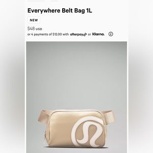 Lululemon everywhere belt bag.Never used still has tags and plastic over buckle.
